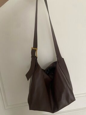 Princess Polly Dark Brown Faux Leather Shoulder Hobo with Gold Buckle
